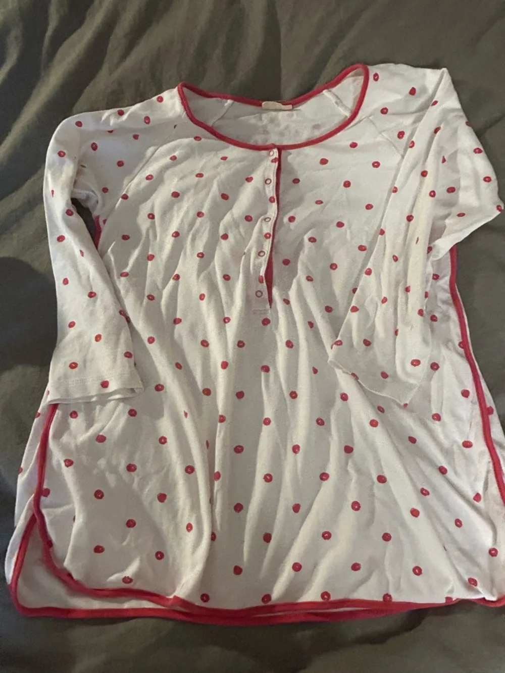 Lake White Pajama Set with Red Polka Dots nursing/maternity - Picture 2 of 3